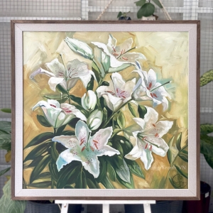 Tranh Hoa Lily Trắng - Tranh sơn dầu vẽ tay