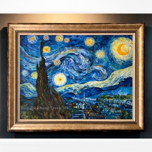 Starry night - Tranh sơn dầu vẽ tay