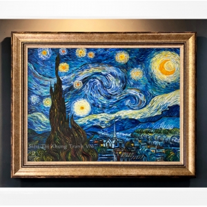 Starry night - Tranh sơn dầu vẽ tay