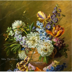 Flower Still-life With An Alabaster Vase - Tranh sơn dầu vẽ tay CAO CẤP-1