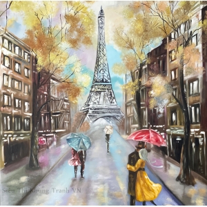 Tranh Phong Cảnh Paris - Tranh sơn dầu vẽ tay-2