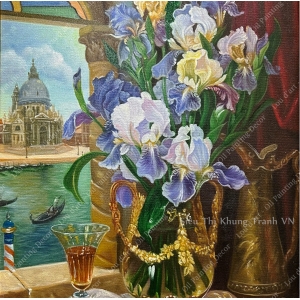 Memories of Venice. Irises - Tranh sơn dầu vẽ tay-2