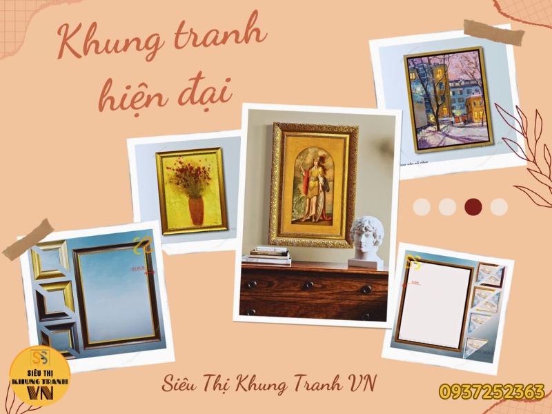 Khung tranh hiện đại thiết kế tối giản phù hợp phòng khách